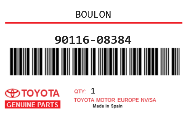 TOYOTA - 90116-08384 BOULON
