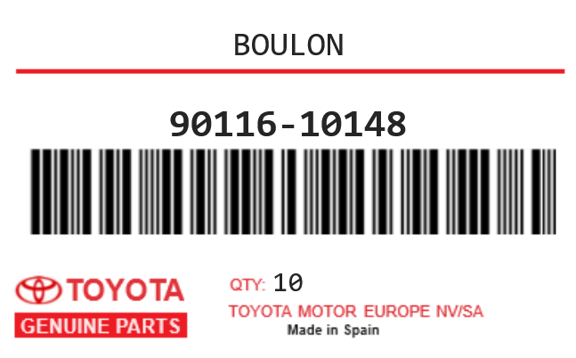 TOYOTA - 90116-10148 BOULON