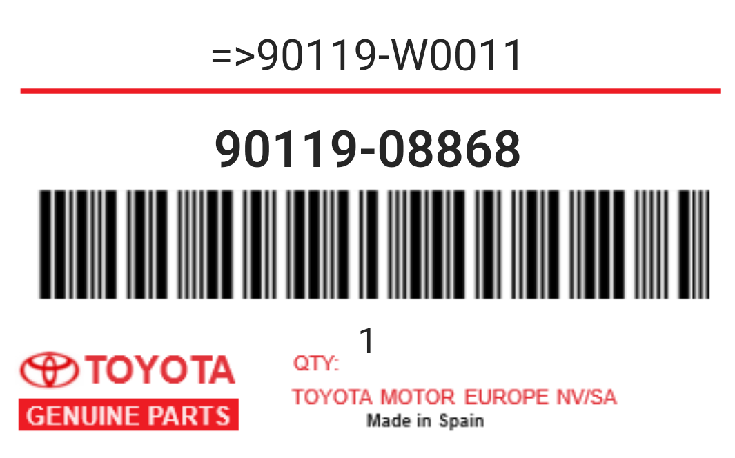 TOYOTA - 90119-08868 REFERENCE REMPLACEE PAR : 