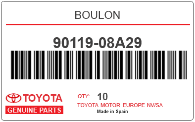 TOYOTA - 90119-08A29 BOULON
