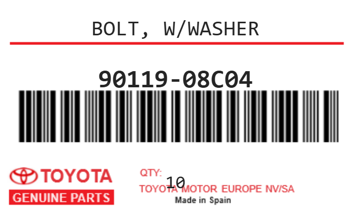 TOYOTA - 90119-08C04 BOULON