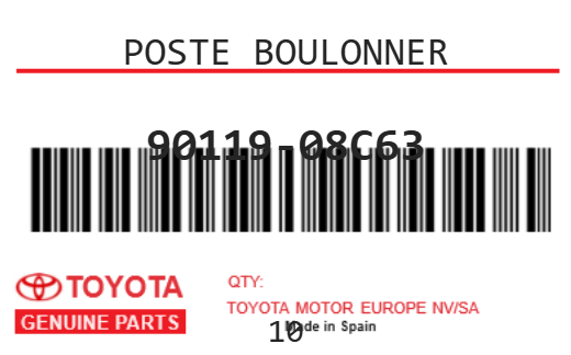 TOYOTA - 90119-08C63 POSTE BOULONNER
