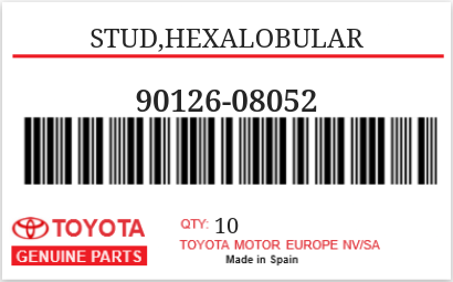 TOYOTA - 90126-08052 STUD,HEXALOBULAR
