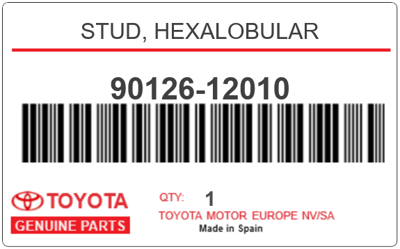 TOYOTA - 90126-12010 STUD, HEXALOBULAR