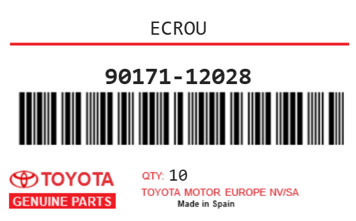 TOYOTA - 90171-12028 ECROU