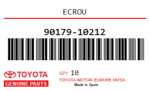 TOYOTA - 90179-10212 ECROU