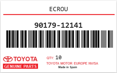 TOYOTA - 90179-12141 ECROU