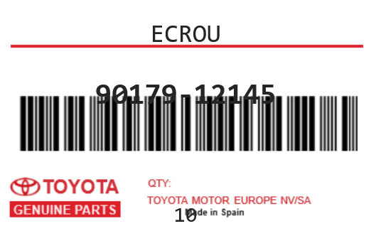 TOYOTA - 90179-12145 ECROU