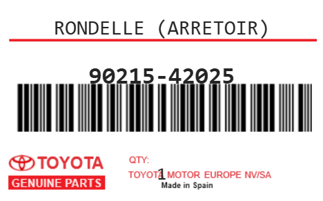 TOYOTA - 90215-42025 RONDELLE (arretoir)