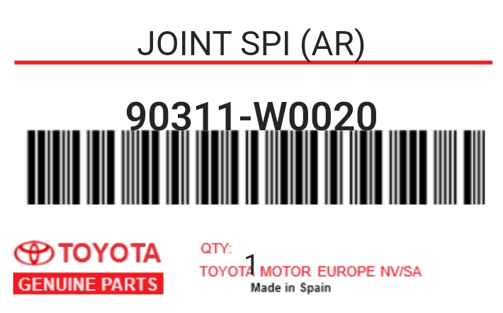 TOYOTA - 90311-W0020 JOINT SPI (ar)