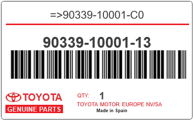 TOYOTA - 90339-10001-13 REFERENCE REMPLACEE PAR :