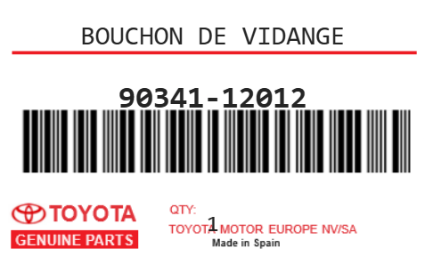 TOYOTA - 90341-12012 BOUCHON DE VIDANGE
