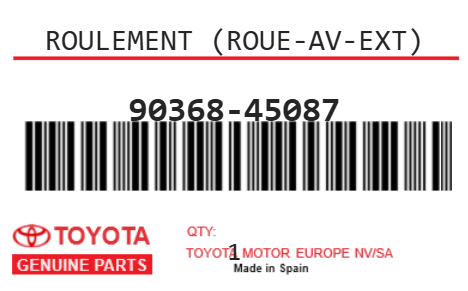 TOYOTA - 90368-45087 ROULEMENT (roue-av-ext)