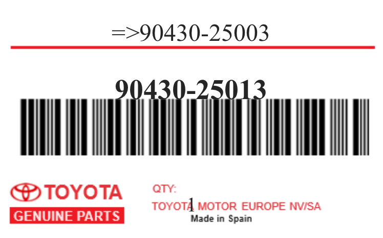 TOYOTA - 90430-25013 REFERENCE REMPLACEE PAR : 