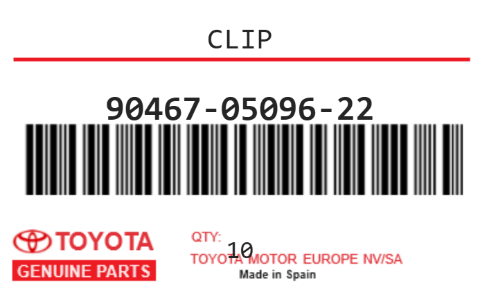 TOYOTA - 90467-05096-22 CLIP/AGRAFE