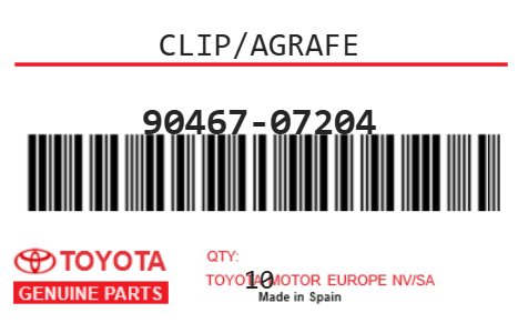 TOYOTA - 90467-07204 CLIP/AGRAFE
