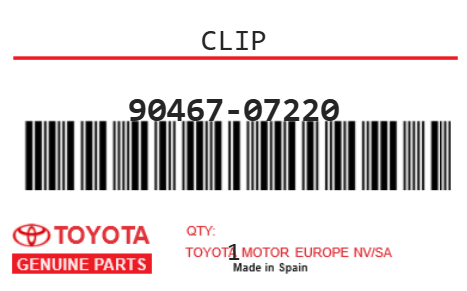 TOYOTA - 90467-07220 CLIP