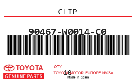 TOYOTA - 90467-W0014-C0 CLIP