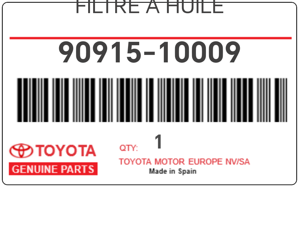TOYOTA - 90915-10009 FILTRE A HUILE