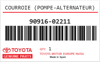 TOYOTA - 90916-02211 COURROIE (pompe-alternateur)