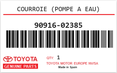 TOYOTA - 90916-02385 COURROIE (pompe a eau)