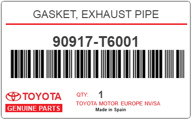 TOYOTA - 90917-T6001 GASKET, EXHAUST PIPE