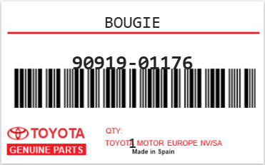 TOYOTA - 90919-01176 BOUGIE