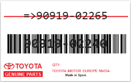 TOYOTA - 90919-02240 REFERENCE REMPLACEE PAR : 