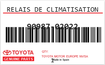 TOYOTA - 90987-02022 RELAIS DE CLIMATISATION