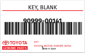 TOYOTA - 90999-00141 KEY, BLANK