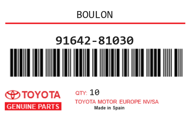 TOYOTA - 91642-81030 BOULON