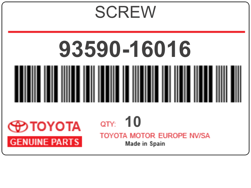 TOYOTA - 93590-16016 ECROU