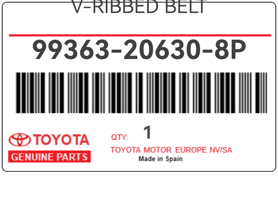 TOYOTA - 99363-20630-8P V-RIBBED BELT