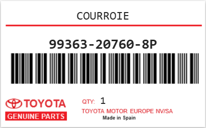 TOYOTA - 99363-20760-8P COURROIE