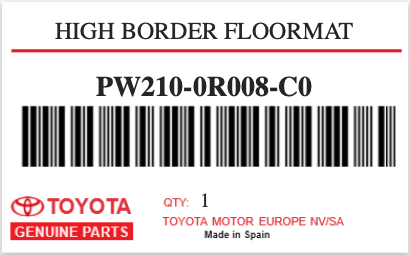 TOYOTA - PW210-0R008-C0 HIGH BORDER FLOORMAT