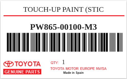 TOYOTA - PW865-00100-M3 TOUCH-UP PAINT (STIC