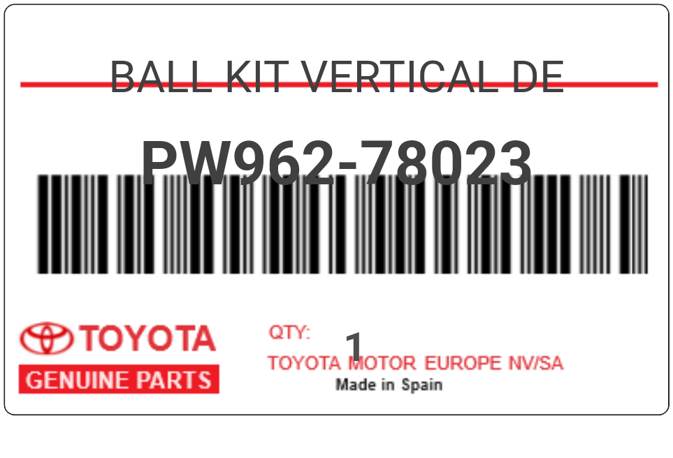 TOYOTA - PW962-78023 BALL KIT VERTICAL DE