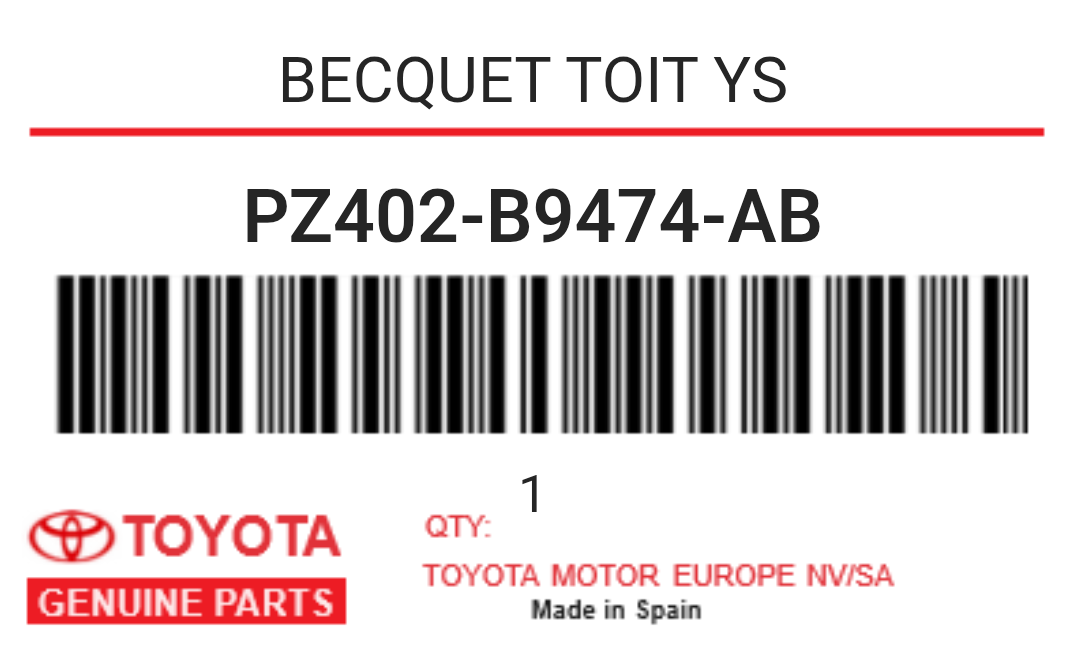TOYOTA - PZ402-B9474-AB BECQUET TOIT YS