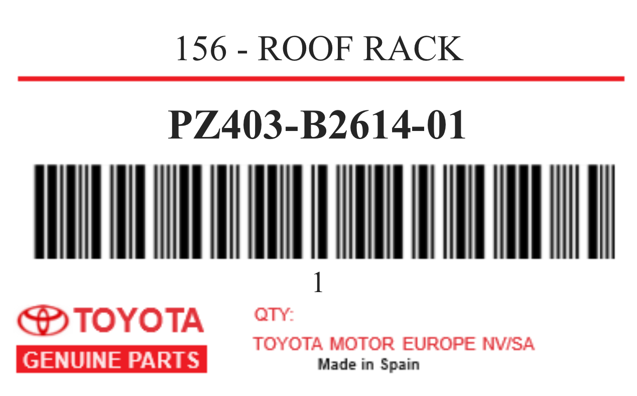 TOYOTA - PZ403-B2614-01 156 - ROOF RACK