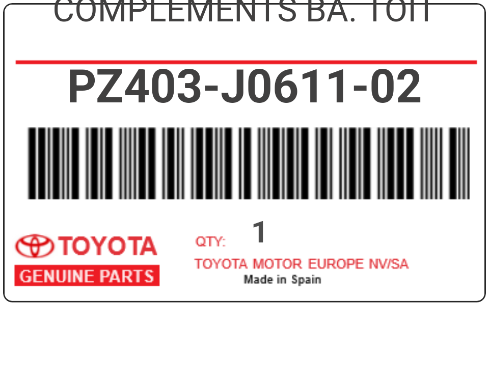 TOYOTA - PZ403-J0611-02 COMPLEMENTS BA. TOIT