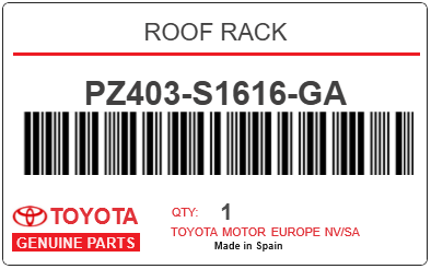 TOYOTA - PZ403-S1616-GA ROOF RACK