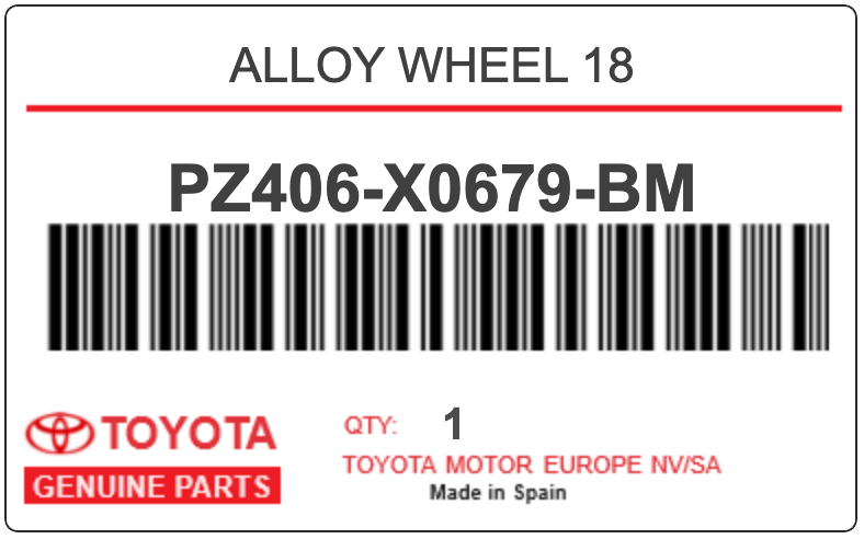 TOYOTA - PZ406-X0679-BM ALLOY WHEEL 18
