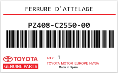 TOYOTA - PZ408-C2550-00 FERRURE D'ATTELAGE