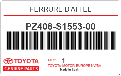 TOYOTA - PZ408-S1553-00 FERRURE D'ATTEL