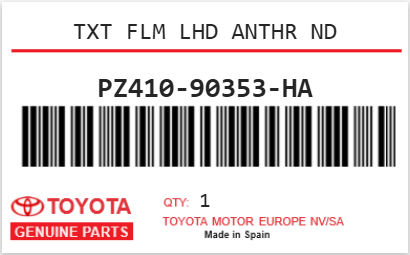 TOYOTA - PZ410-90353-HA TXT FLM LHD ANTHR ND