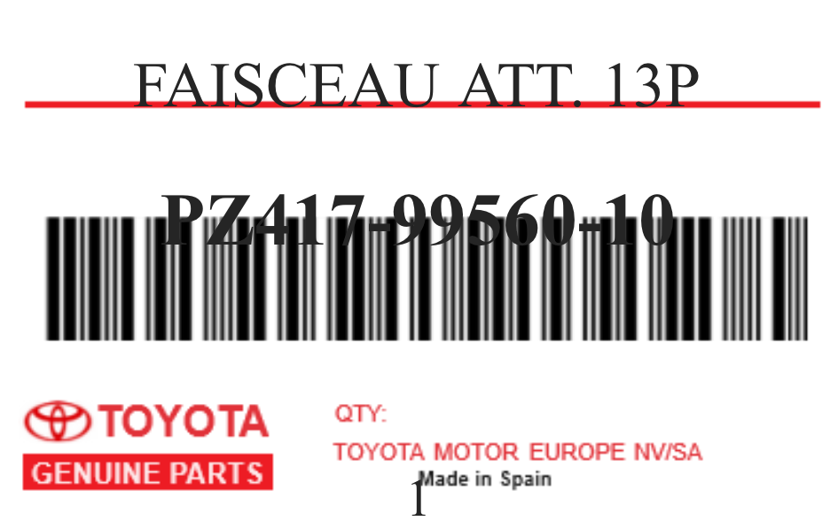 TOYOTA - PZ417-99560-10 FAISCEAU ATT. 13P