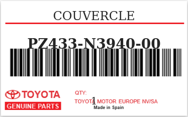 TOYOTA - PZ433-N3940-00 COUVERCLE