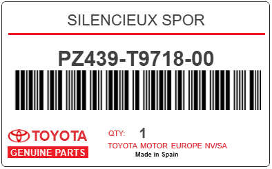 TOYOTA - PZ439-T9718-00 SILENCIEUX SPOR