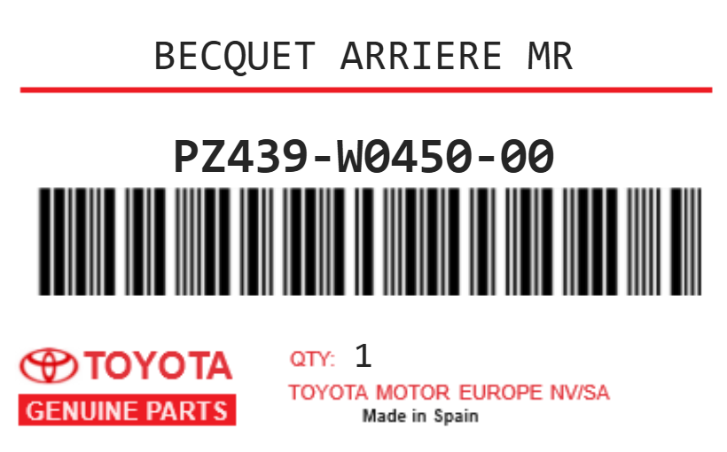 TOYOTA - PZ439-W0450-00 BECQUET ARRIERE MR