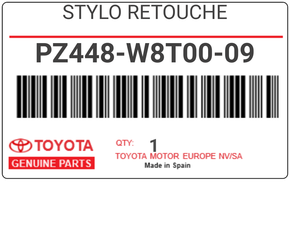 TOYOTA - PZ448-W8T00-09 STYLO RETOUCHE